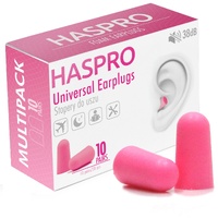 Пенные беруши для сна 10 пар HASPRO MULTI10 SNR 38 дБ Розовые