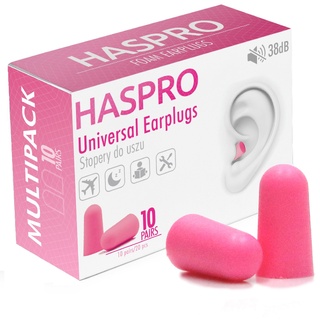 Пенные беруши для сна 10 пар HASPRO MULTI10 SNR 38 дБ Розовые