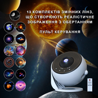 Проектор звездного неба Глобус Pro с вращением 13 сменных слайдов 15 мелодий белого шума для сна + Bluetooth